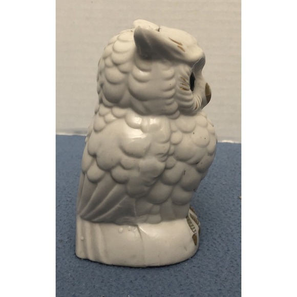Vintage Hand Painted White Owl with Gold Accents Bank - Made in Japan - Picture 5 of 9